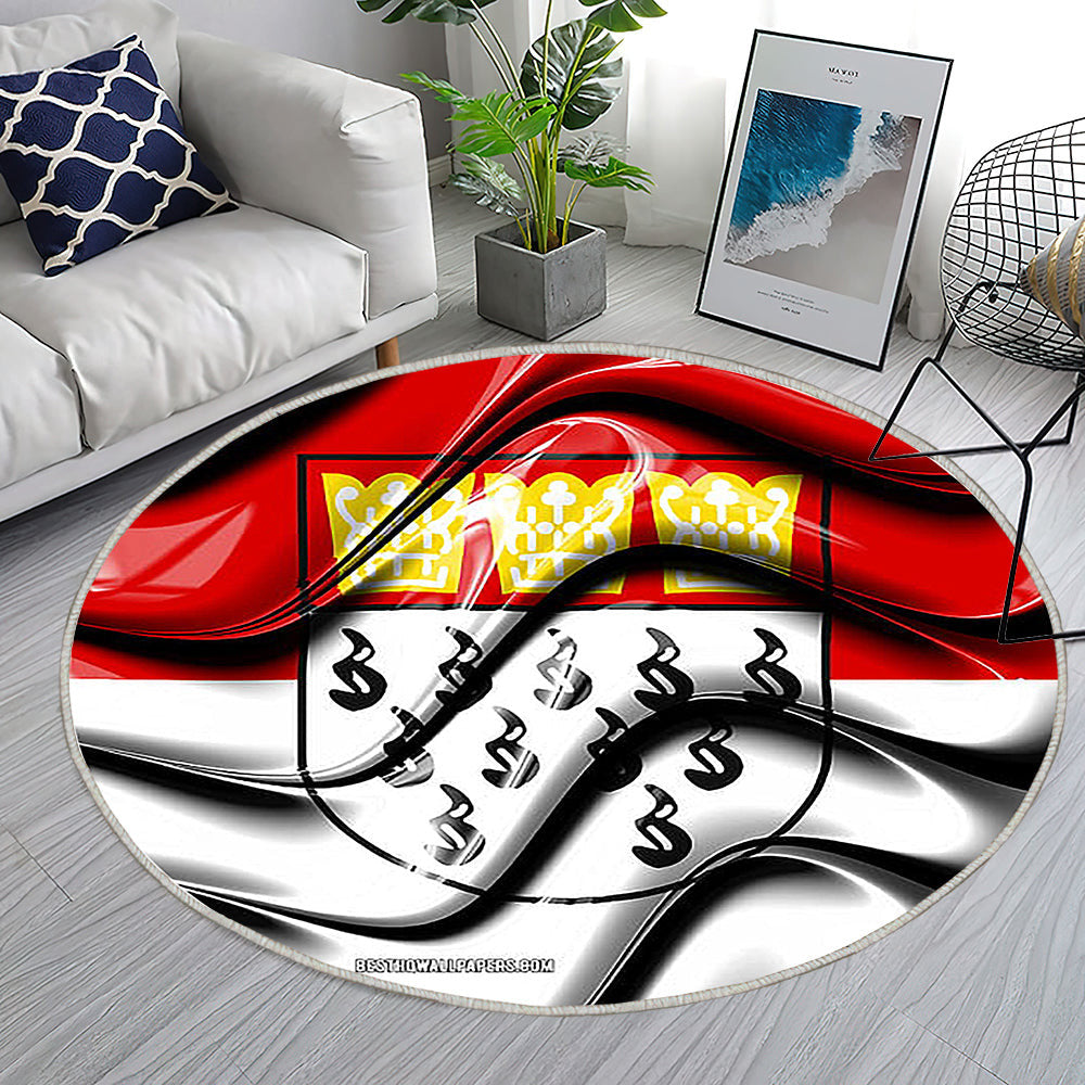 Städte Mit Kölner Flagge In Deutschland Teppich Rund, Teppiche - Europa Outdoor Teppich Rund, Flagge Von Köln Teppich Wohnzimmer, Carpet, Rug