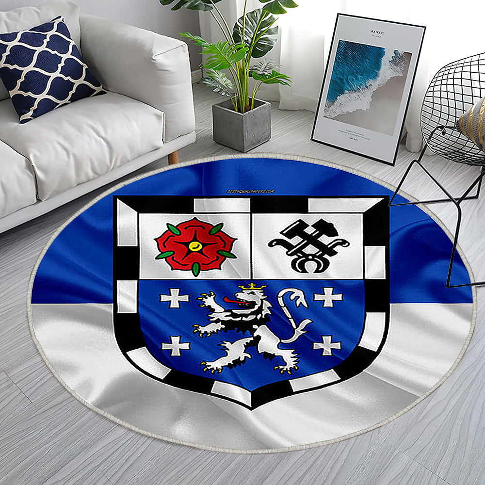 Flagge Saarbrücken Seideneffekt Teppich Rund, Teppiche - Blau Weiße Seidenflagge Outdoor Teppich Rund, Wappen Teppich Wohnzimmer, Carpet, Rug
