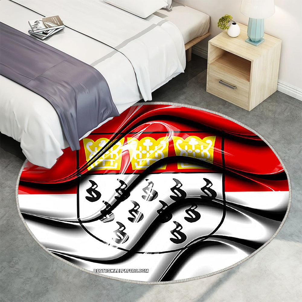 Städte Mit Kölner Flagge In Deutschland Teppich Rund, Teppiche - Europa Outdoor Teppich Rund, Flagge Von Köln Teppich Wohnzimmer, Carpet, Rug