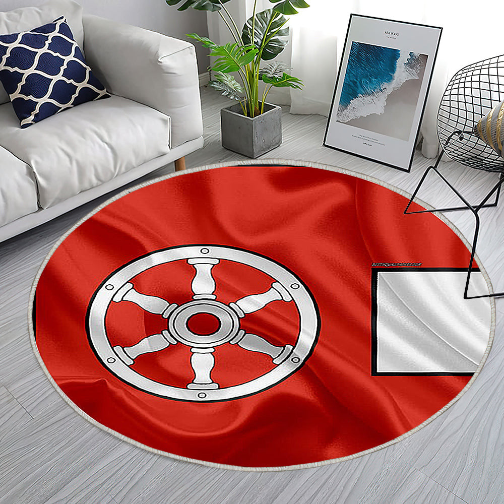 Flagge Erfurt Seideneffekt Teppich Rund, Teppiche - Rote Seidenfahne Outdoor Teppich Rund, Wappen Teppich Wohnzimmer, Carpet, Rug