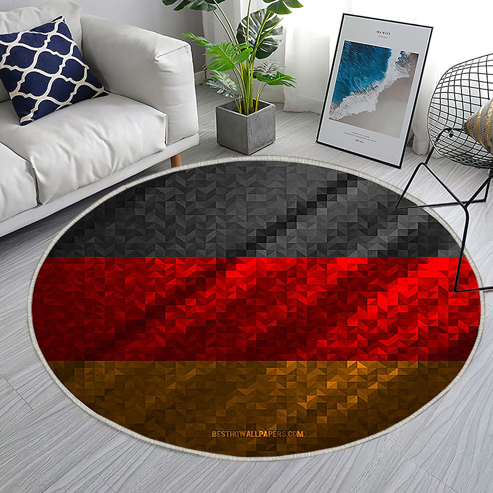 Flagge Von Deutschland Teppich Rund, Teppiche - Mehrfarbige Abstraktion Outdoor Teppich Rund, Deutschland Mosaik Flagge Teppich Wohnzimmer, Carpet, Rug