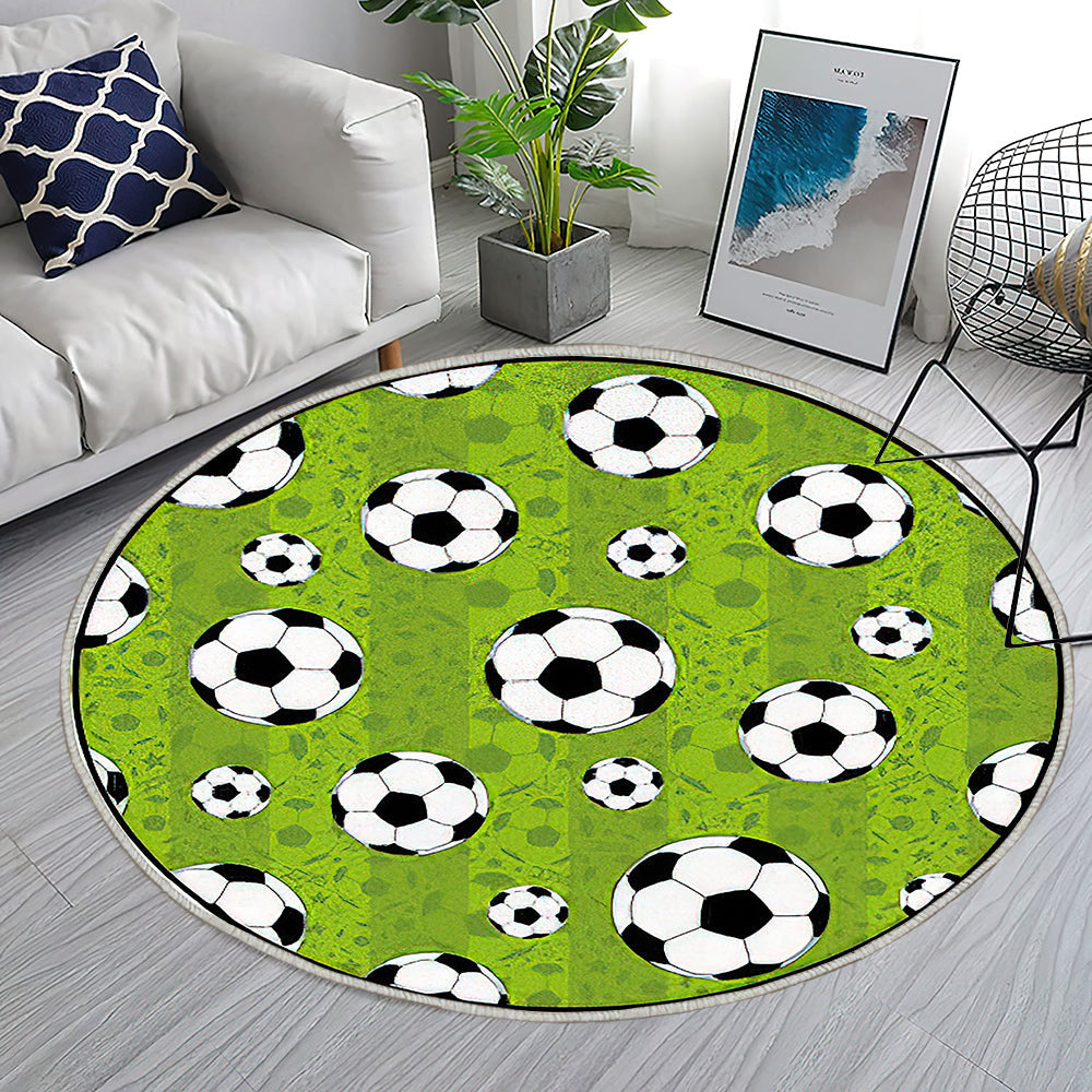 Fußballmuster für nahtlosen Hintergrund Teppich Rund, Teppiche - Outdoor Teppich Rund, Teppich Wohnzimmer, Carpet, Rug