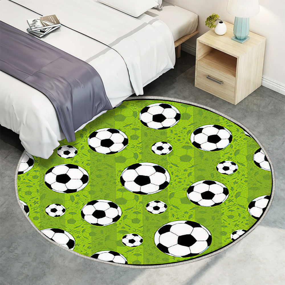 Fußballmuster für nahtlosen Hintergrund Teppich Rund, Teppiche - Outdoor Teppich Rund, Teppich Wohnzimmer, Carpet, Rug