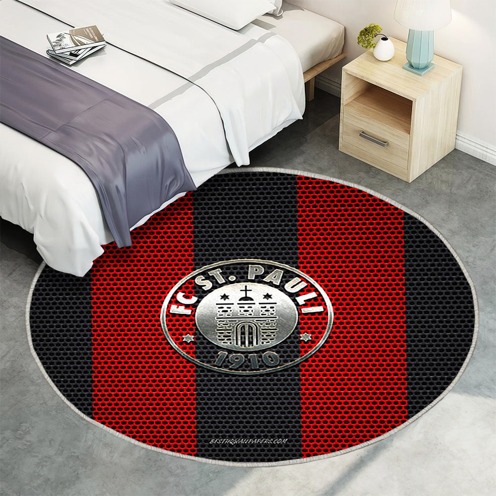 Fc St. Pauli Teppich Rund, Teppiche - Deutscher Fußballverein Outdoor Teppich Rund, Metall Emblem Teppich Wohnzimmer, Carpet, Rug