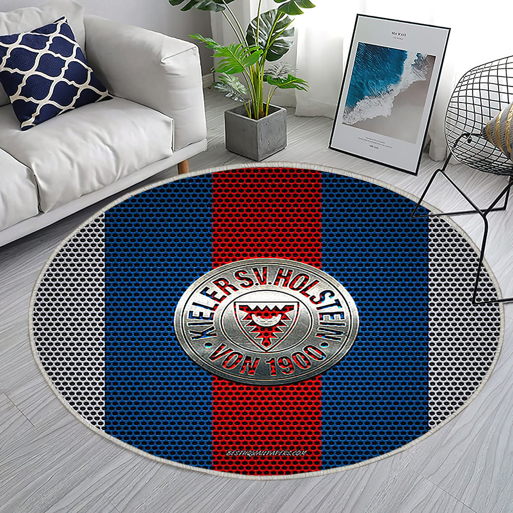 Holstein Kiel Teppich Rund, Teppiche - Deutscher Fußballverein Outdoor Teppich Rund, Metall Emblem Teppich Wohnzimmer, Carpet, Rug