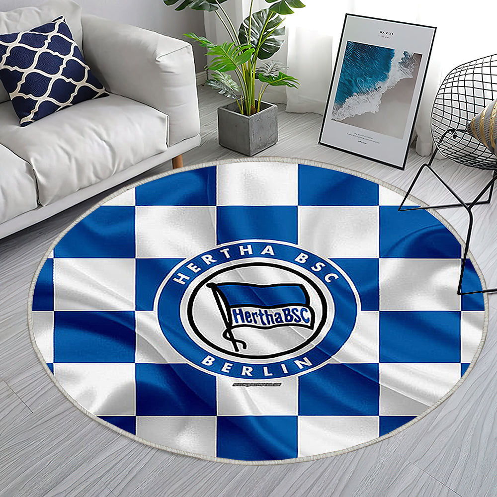 Hertha Bsc Teppich Rund, Teppiche - Blau Weiß Karierte Flagge Outdoor Teppich Rund, Emblem Teppich Wohnzimmer, Carpet, Rug