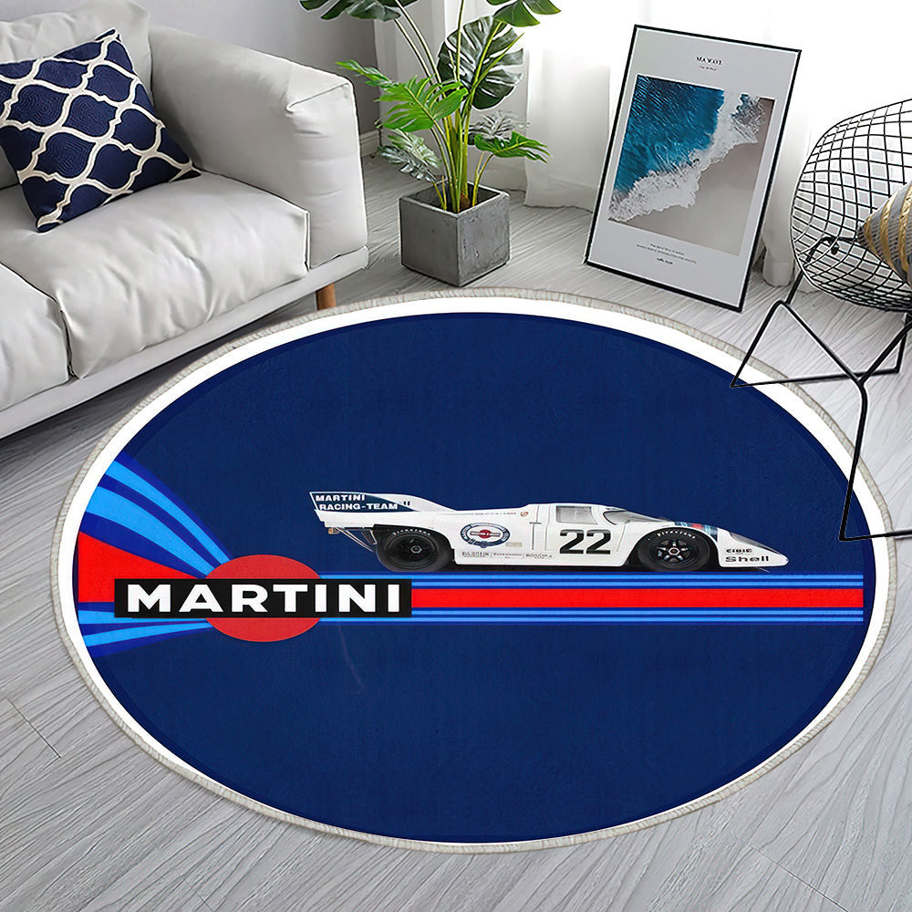 Martini Racing Porsche Auto Teppich Rund, Teppiche - Outdoor Teppich Rund, Teppich Wohnzimmer, Carpet, Rug