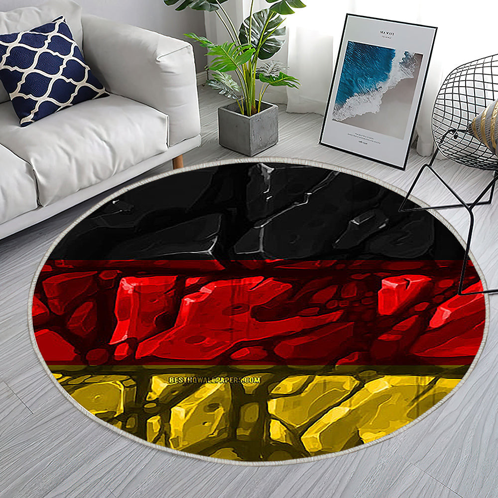 Deutsche Flagge Teppich Rund, Teppiche - Brickwall Europäische Länder Outdoor Teppich Rund, Nationale Symbole Teppich Wohnzimmer, Carpet, Rug