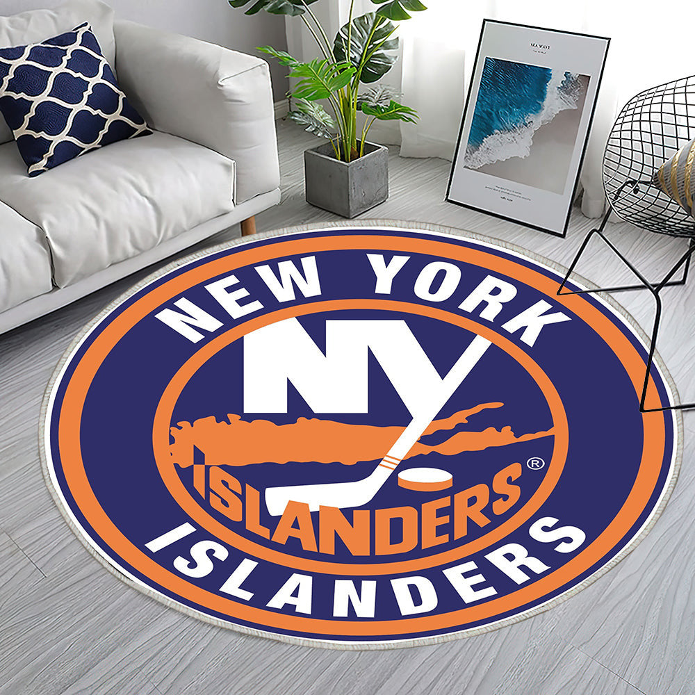 New York Islanders Circle Logo Teppich Rund, Teppiche - Outdoor Teppich Rund, Teppich Wohnzimmer, Carpet, Rug