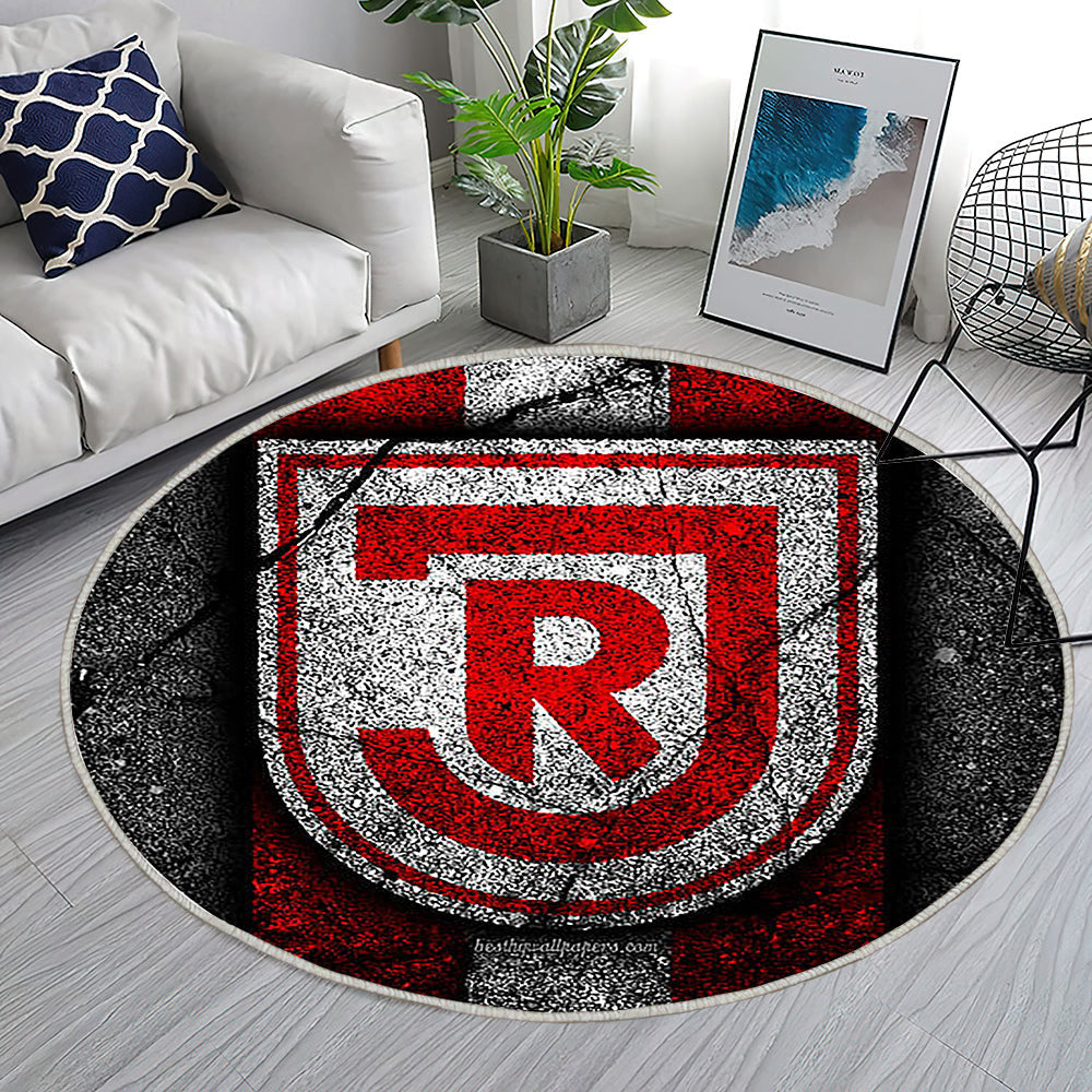Jahn Regensburg Fc Grunge Teppich Rund, Teppiche - Bundesliga 2 Outdoor Teppich Rund, Schwarzer Stein Teppich Wohnzimmer, Carpet, Rug
