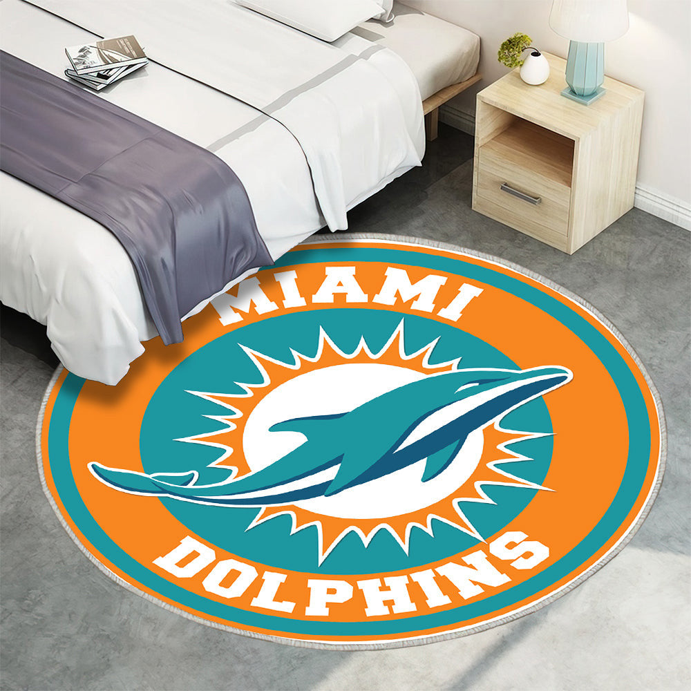 Miami Dolphins Kreis Logo Teppich Rund, Teppiche - Outdoor Teppich Rund, Teppich Wohnzimmer, Carpet, Rug