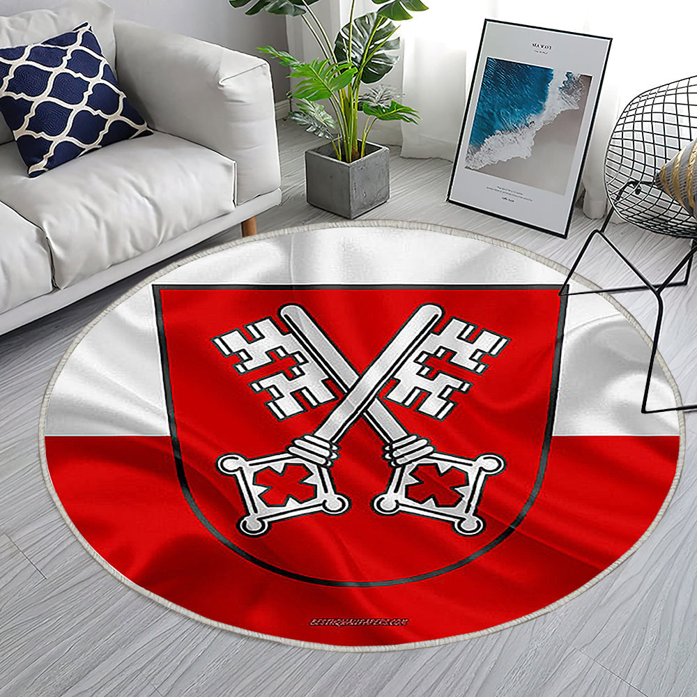 Regensburger Fahne Seideneffekt Teppich Rund, Teppiche - Seidenfahne Outdoor Teppich Rund, Deutsche Stadt Teppich Wohnzimmer, Carpet, Rug