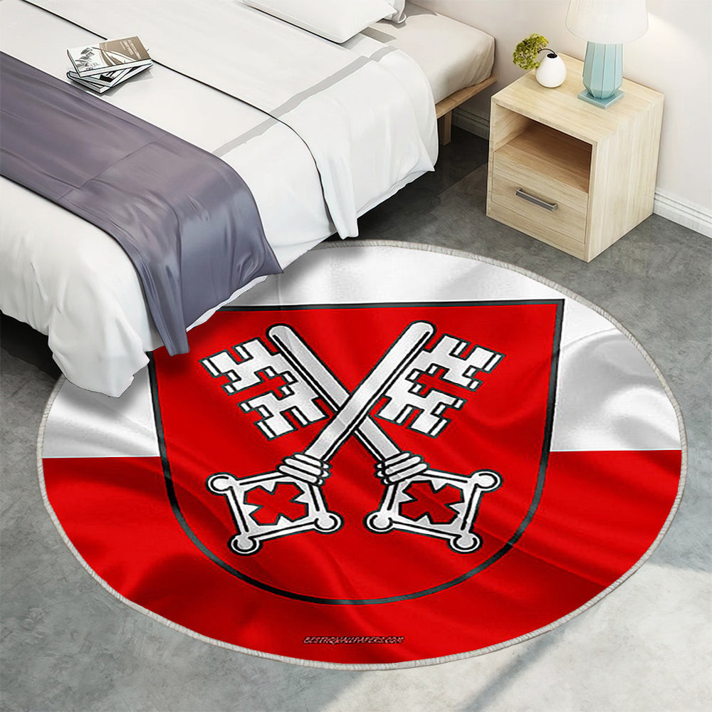 Regensburger Fahne Seideneffekt Teppich Rund, Teppiche - Seidenfahne Outdoor Teppich Rund, Deutsche Stadt Teppich Wohnzimmer, Carpet, Rug