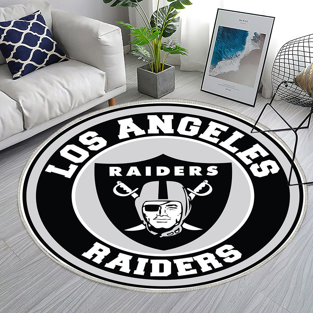 Los Angeles Raiders Circle Logo Teppich Rund, Teppiche - Outdoor Teppich Rund, Teppich Wohnzimmer, Carpet, Rug