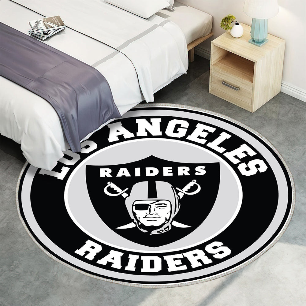Los Angeles Raiders Circle Logo Teppich Rund, Teppiche - Outdoor Teppich Rund, Teppich Wohnzimmer, Carpet, Rug