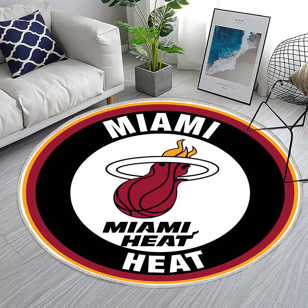 Miami Heat Circle Logo Teppich Rund, Teppiche - Outdoor Teppich Rund, Teppich Wohnzimmer, Carpet, Rug