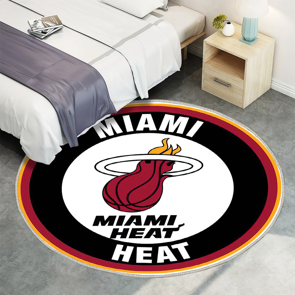 Miami Heat Circle Logo Teppich Rund, Teppiche - Outdoor Teppich Rund, Teppich Wohnzimmer, Carpet, Rug