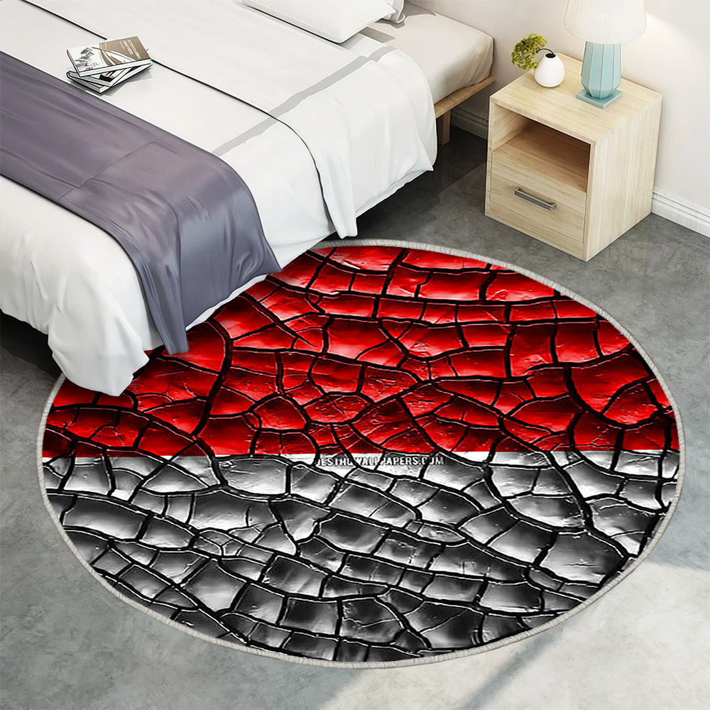 Flagge Der Hessischen Bundesländer Teppich Rund, Teppiche - Rissiger Boden Outdoor Teppich Rund, Deutschland Teppich Wohnzimmer, Carpet, Rug