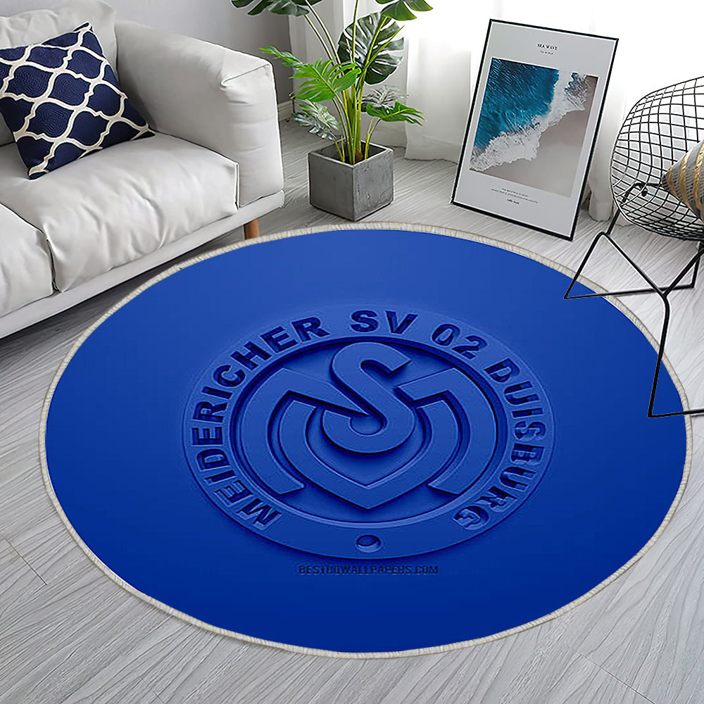 Msv Duisburg Teppich Rund, Teppiche - Outdoor Teppich Rund, Blau Teppich Wohnzimmer, Carpet, Rug
