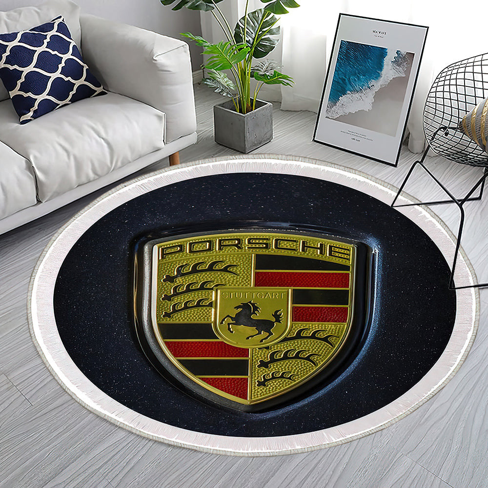 Porsche Logo007 Teppich Rund, Teppiche - Outdoor Teppich Rund, Teppich Wohnzimmer, Carpet, Rug