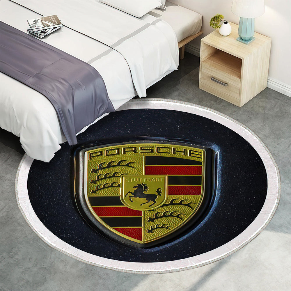 Porsche Logo007 Teppich Rund, Teppiche - Outdoor Teppich Rund, Teppich Wohnzimmer, Carpet, Rug