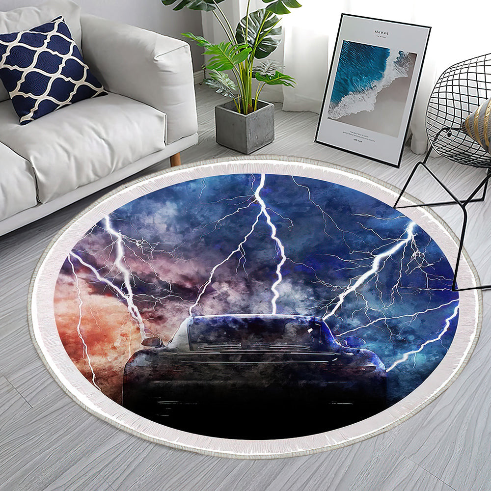 Porsche Gewitter Teppich Rund, Teppiche - Outdoor Teppich Rund, Teppich Wohnzimmer, Carpet, Rug