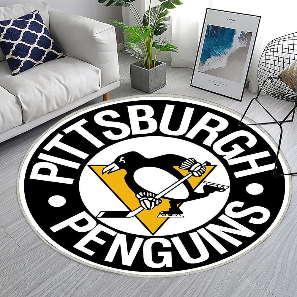 Pittsburgh Penguins Circle Logo Teppich Rund, Teppiche - Outdoor Teppich Rund, Teppich Wohnzimmer, Carpet, Rug