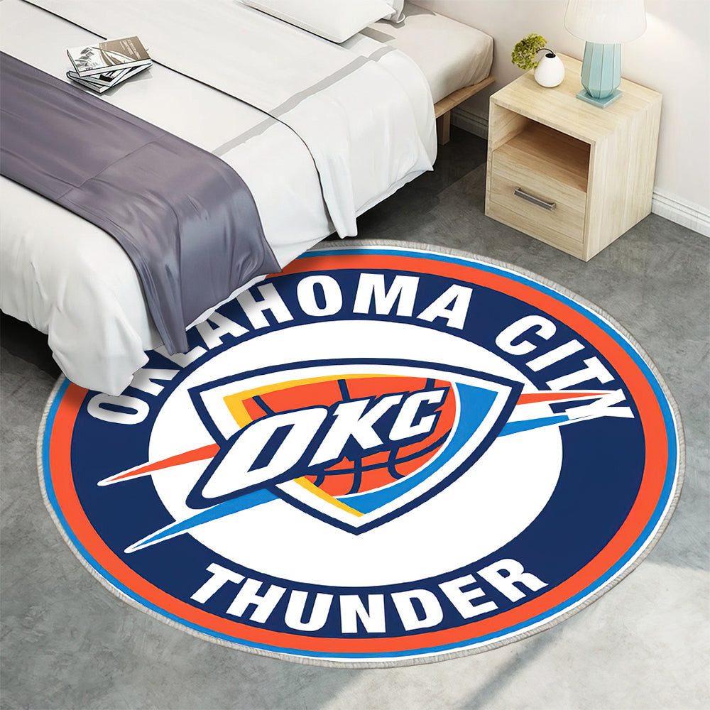 Oklahoma City Thunder Circle Logo Teppich Rund, Teppiche - Outdoor Teppich Rund, Teppich Wohnzimmer, Carpet, Rug