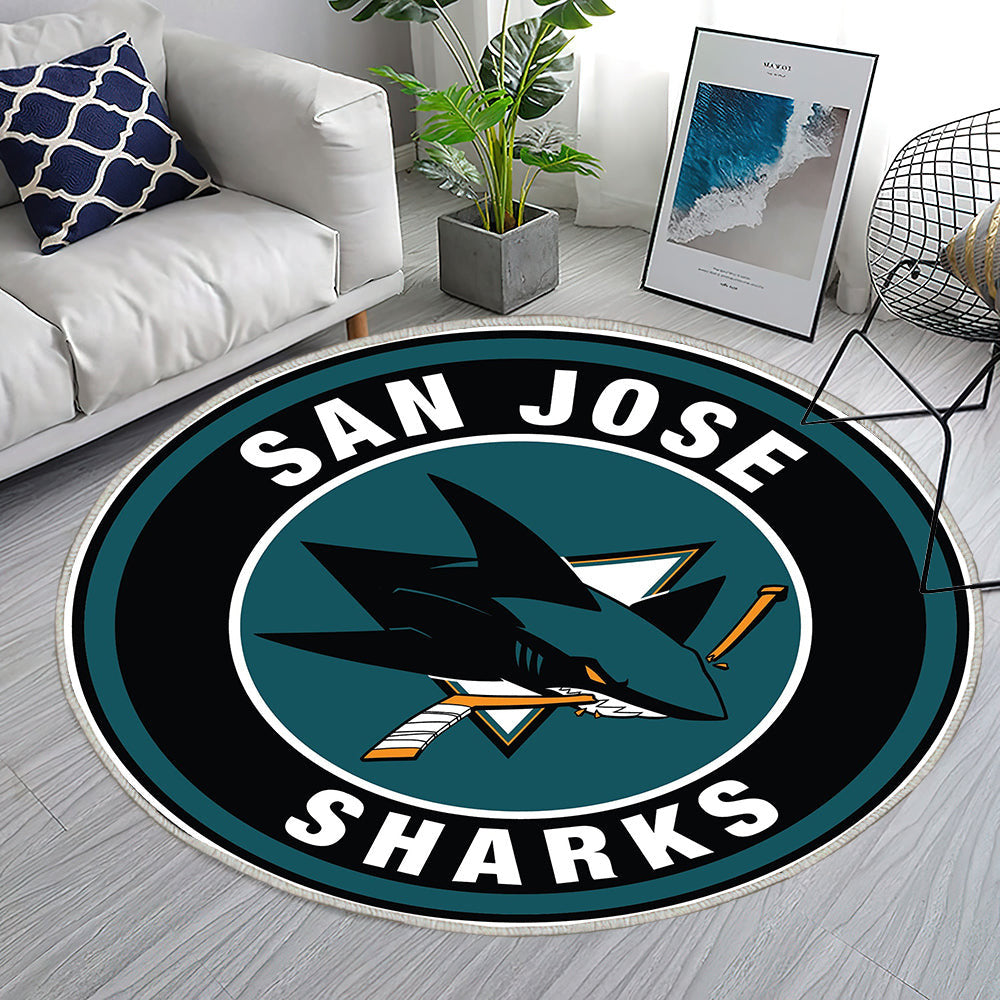 Kreis Logo der San Jose Sharks Teppich Rund, Teppiche - Outdoor Teppich Rund, Teppich Wohnzimmer, Carpet, Rug