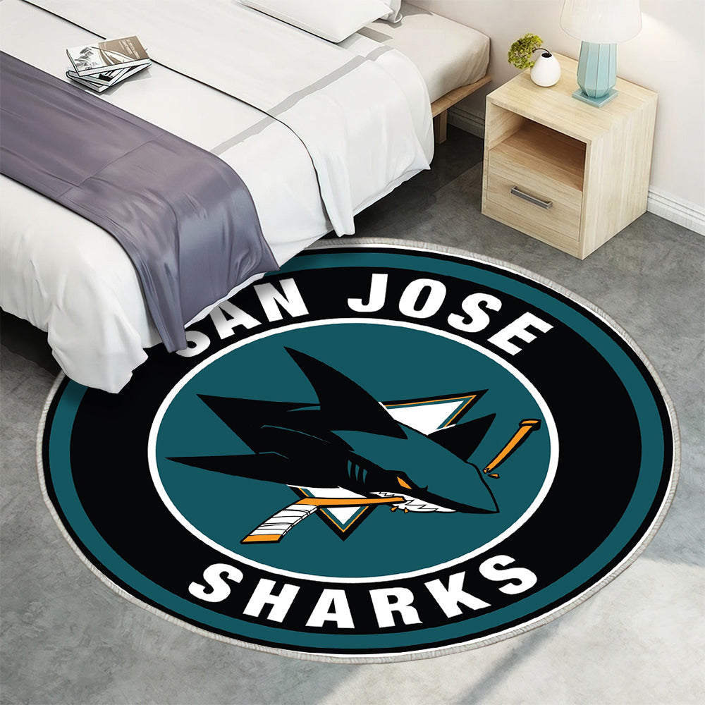 Kreis Logo der San Jose Sharks Teppich Rund, Teppiche - Outdoor Teppich Rund, Teppich Wohnzimmer, Carpet, Rug