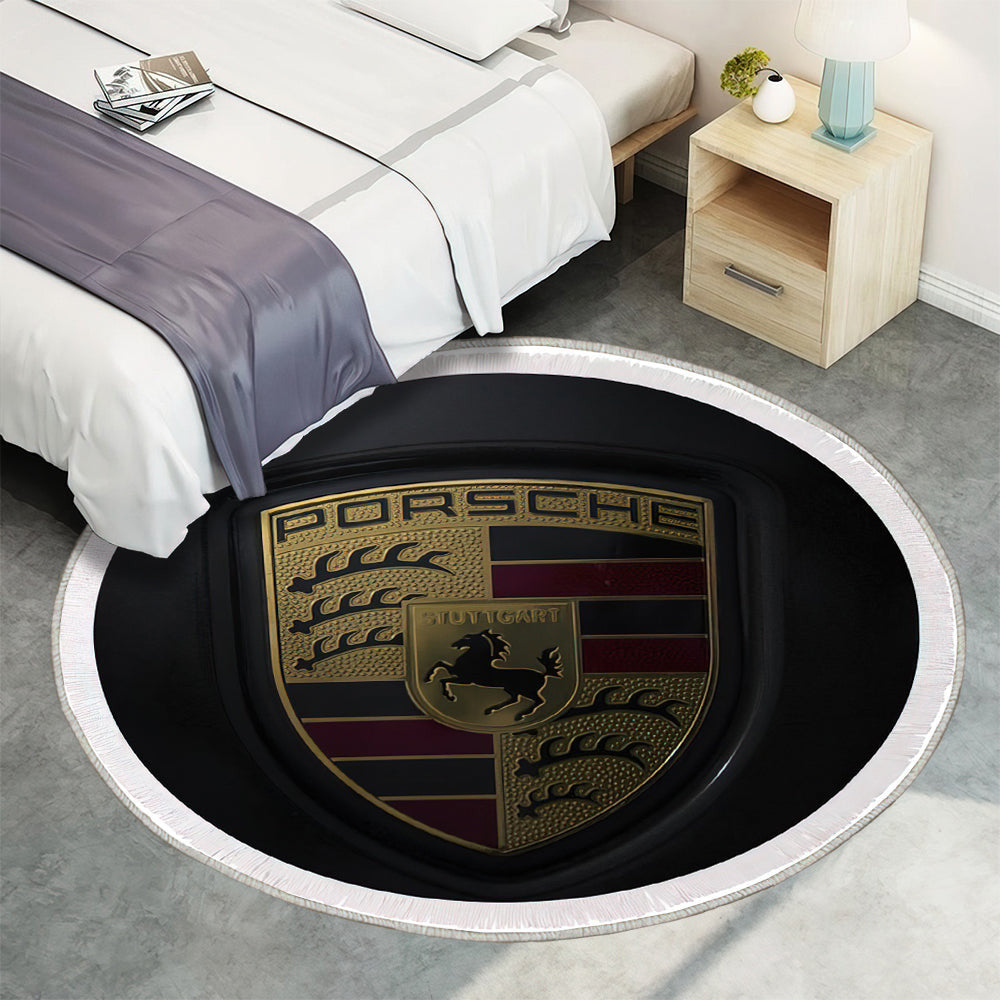 Porsche Logo015 Teppich Rund, Teppiche - Outdoor Teppich Rund, Teppich Wohnzimmer, Carpet, Rug