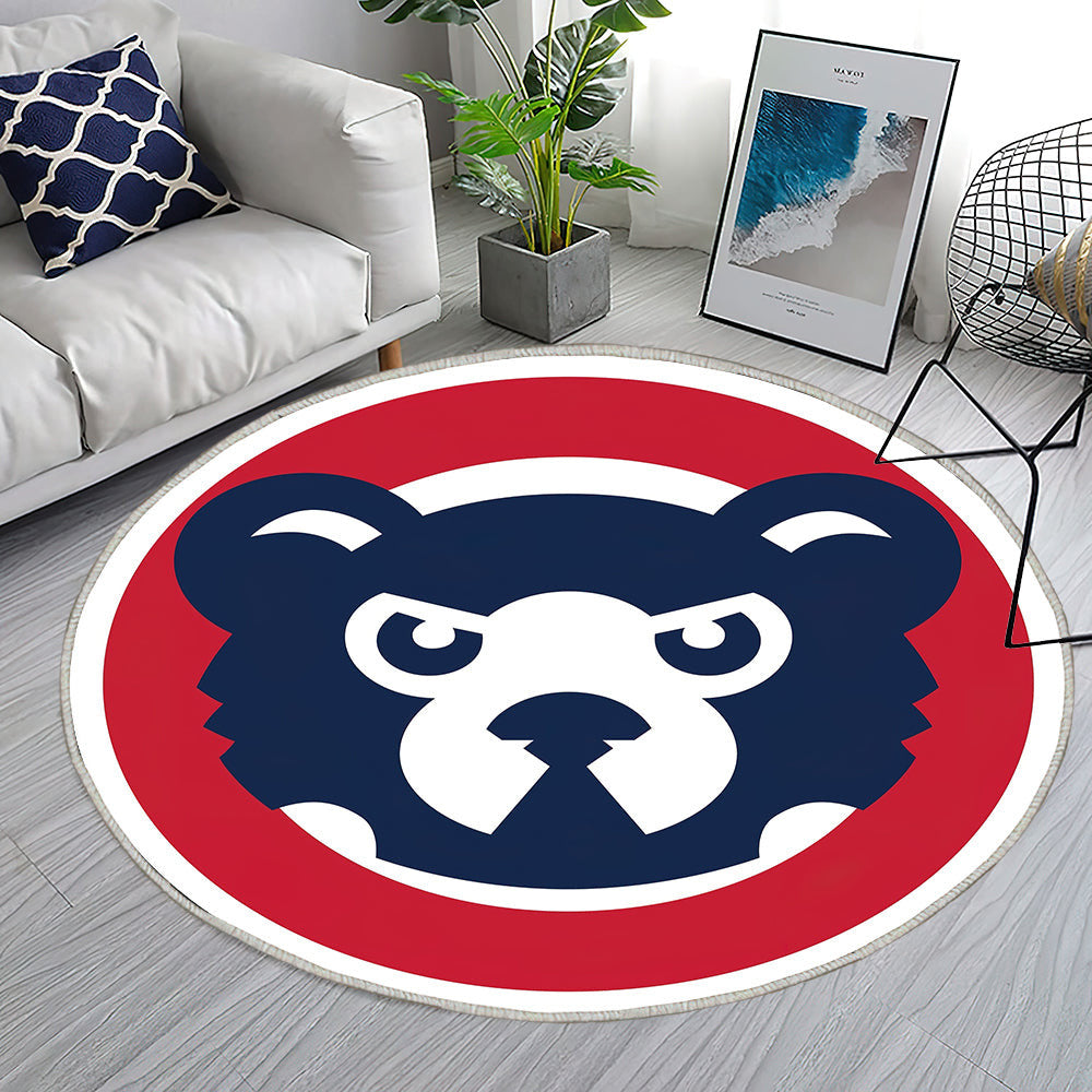 Chicago Cubs Maskottchen Kreis Logo Teppich Rund, Teppiche - Outdoor Teppich Rund, Teppich Wohnzimmer, Carpet, Rug