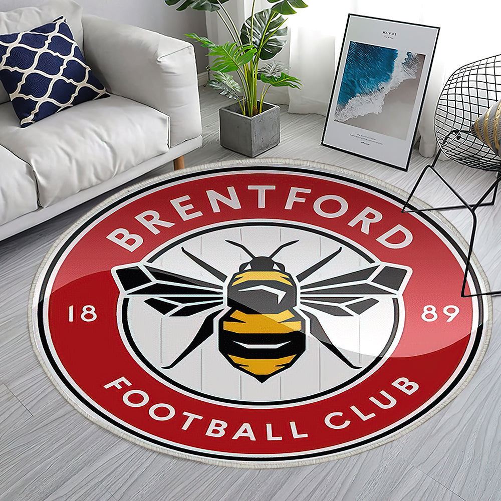 Brentford Fc Griffin Park Football Gegen Birmingham Teppich Rund, Teppiche - Fußball Outdoor Teppich Rund, Emblem Teppich Wohnzimmer, Carpet, Rug