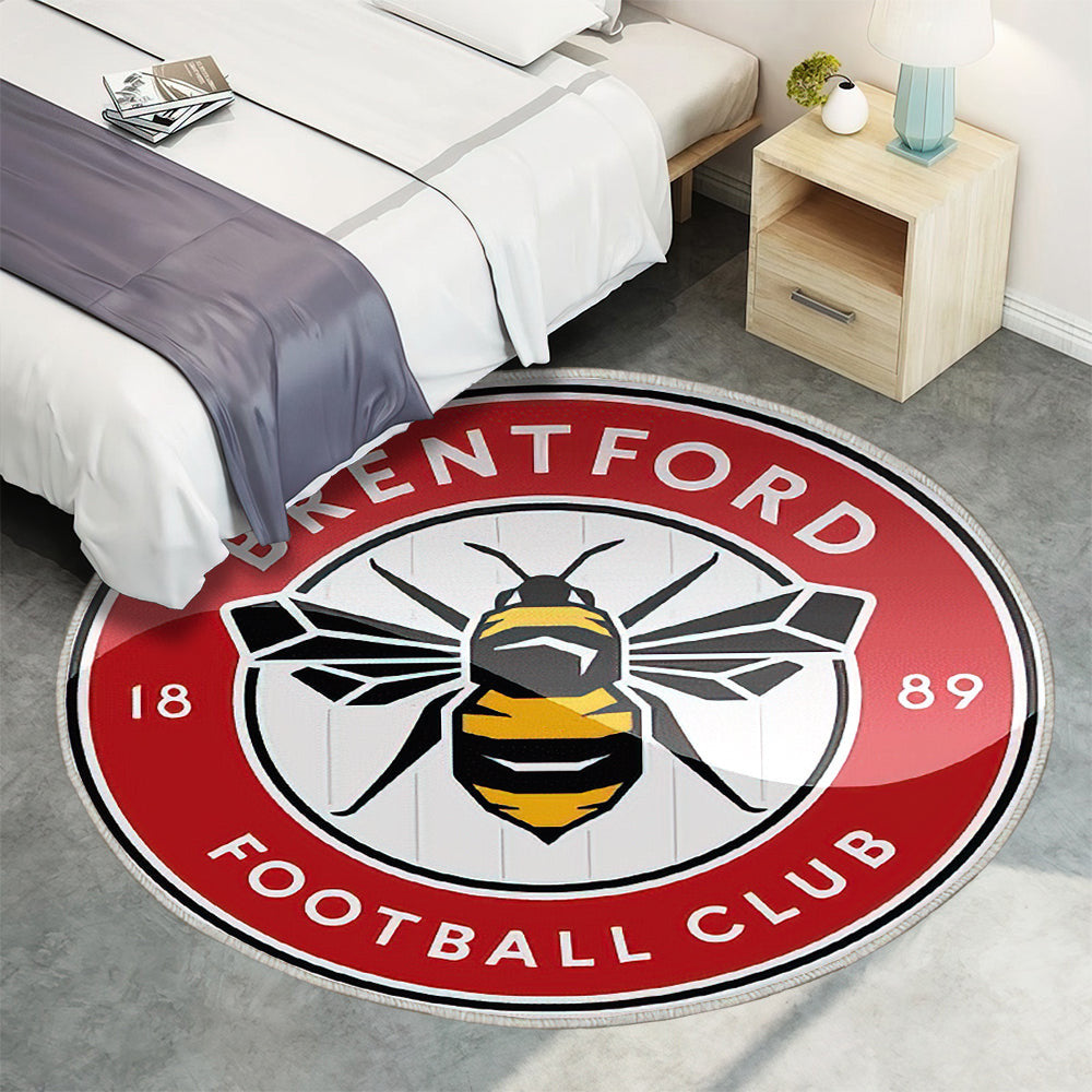 Brentford Fc Griffin Park Football Gegen Birmingham Teppich Rund, Teppiche - Fußball Outdoor Teppich Rund, Emblem Teppich Wohnzimmer, Carpet, Rug