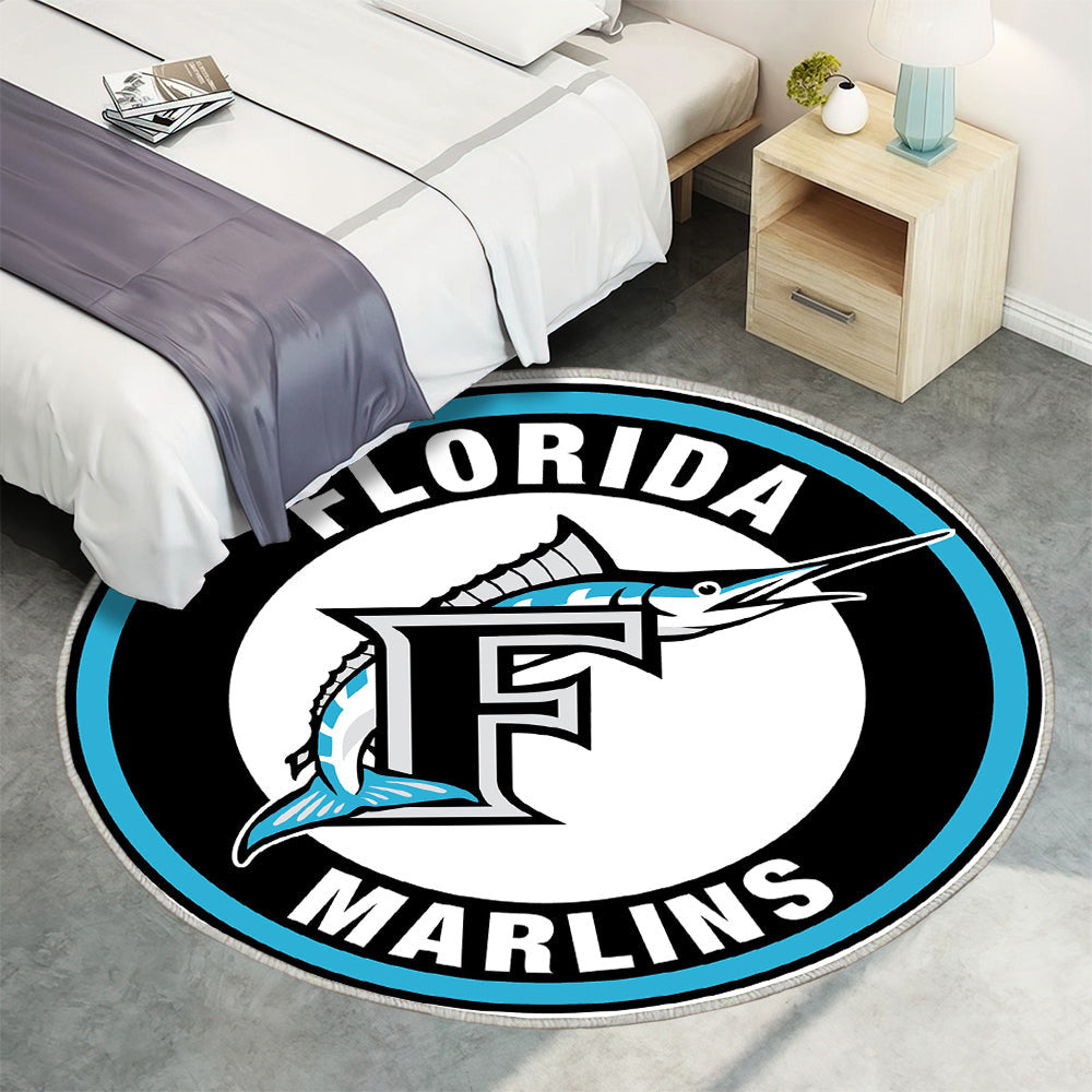 Florida Marlins Logo Kreis Teppich Rund, Teppiche - Outdoor Teppich Rund, Teppich Wohnzimmer, Carpet, Rug