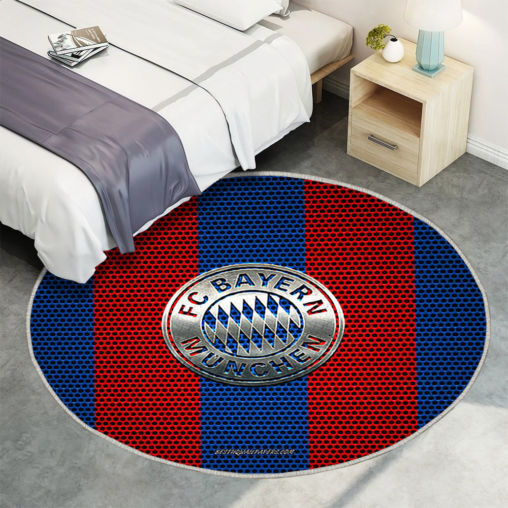 Fc Bayern München Teppich Rund, Teppiche - Deutscher Fußballverein Outdoor Teppich Rund, Metall Emblem Teppich Wohnzimmer, Carpet, Rug