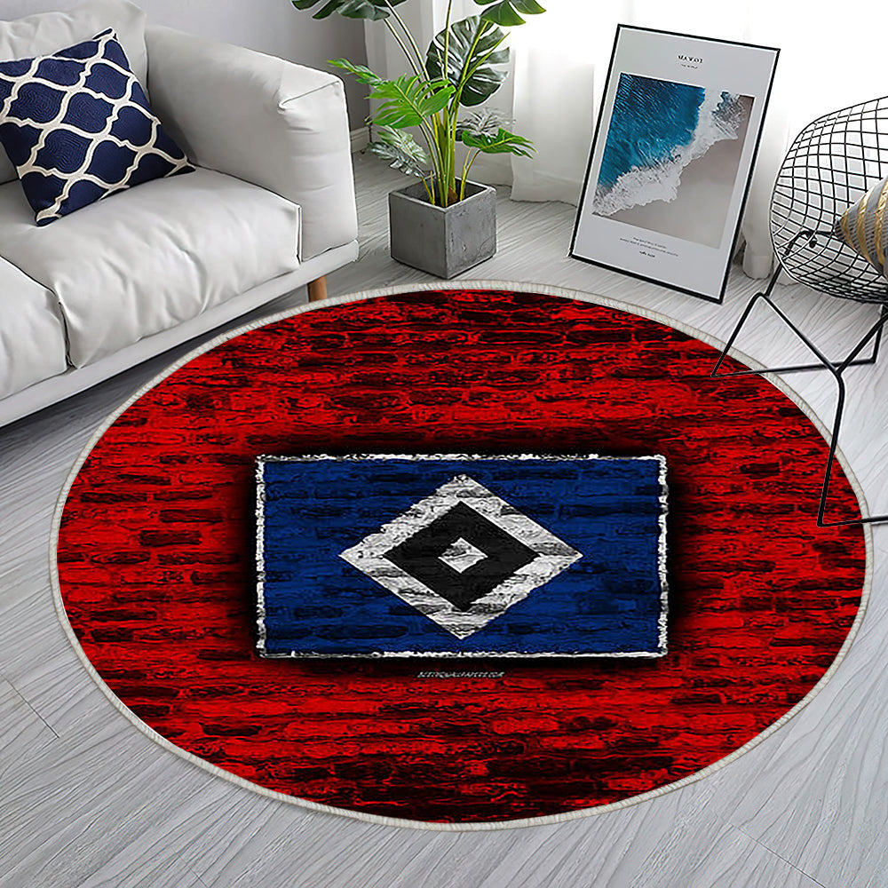Hamburger Fc Teppich Rund, Teppiche - Rote Backsteinmauer Outdoor Teppich Rund, Fußball Teppich Wohnzimmer, Carpet, Rug