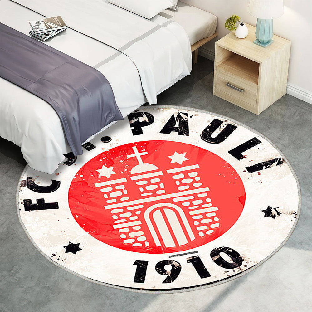 Fc St. Pauli Lackkunst Teppich Rund, Teppiche - Kreativ Outdoor Teppich Rund, Emblem Teppich Wohnzimmer, Carpet, Rug