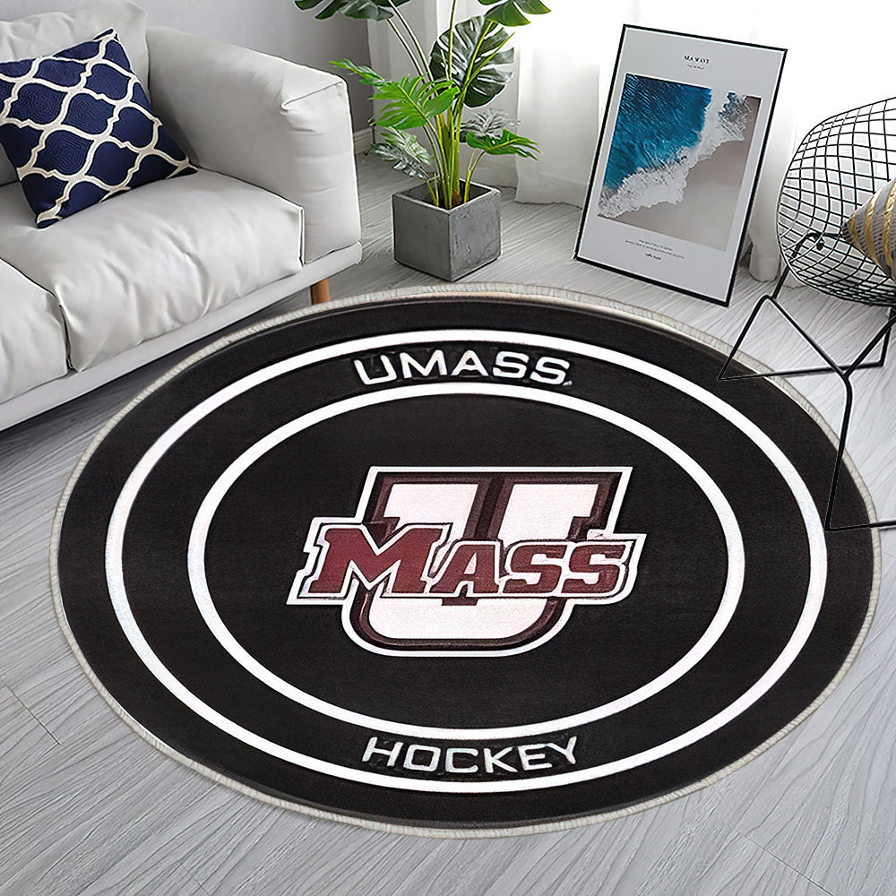Umass Minutemen Hockey Puck Teppich Rund, Teppiche - Outdoor Teppich Rund, Teppich Wohnzimmer, Carpet, Rug