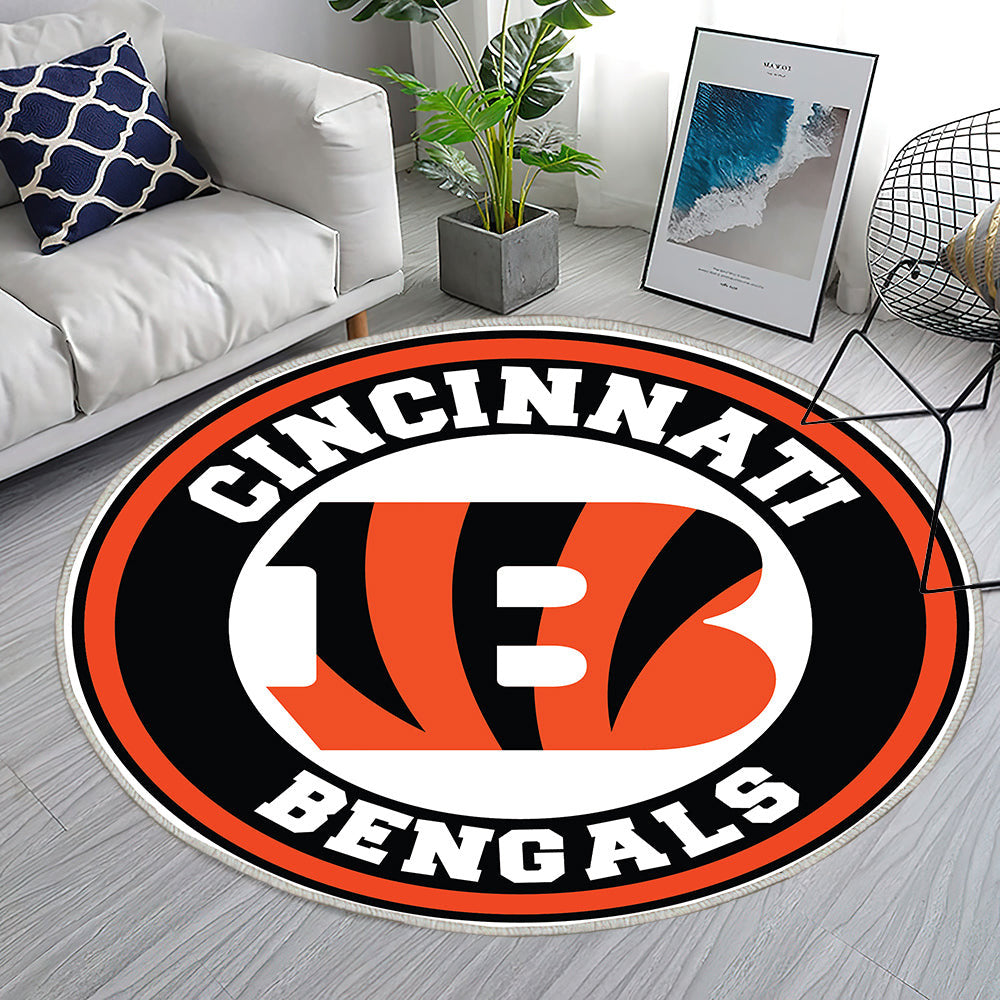 Cincinnati Bengals Kreis Logo Teppich Rund, Teppiche - Outdoor Teppich Rund, Teppich Wohnzimmer, Carpet, Rug
