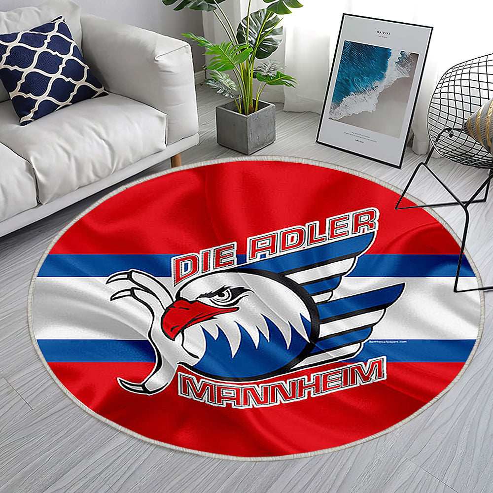 Adler Mannheim Deutscher Eishockeyverein Teppich Rund, Teppiche - Emblem Outdoor Teppich Rund, Mannheim Teppich Wohnzimmer, Carpet, Rug