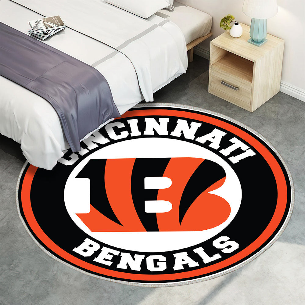 Cincinnati Bengals Kreis Logo Teppich Rund, Teppiche - Outdoor Teppich Rund, Teppich Wohnzimmer, Carpet, Rug