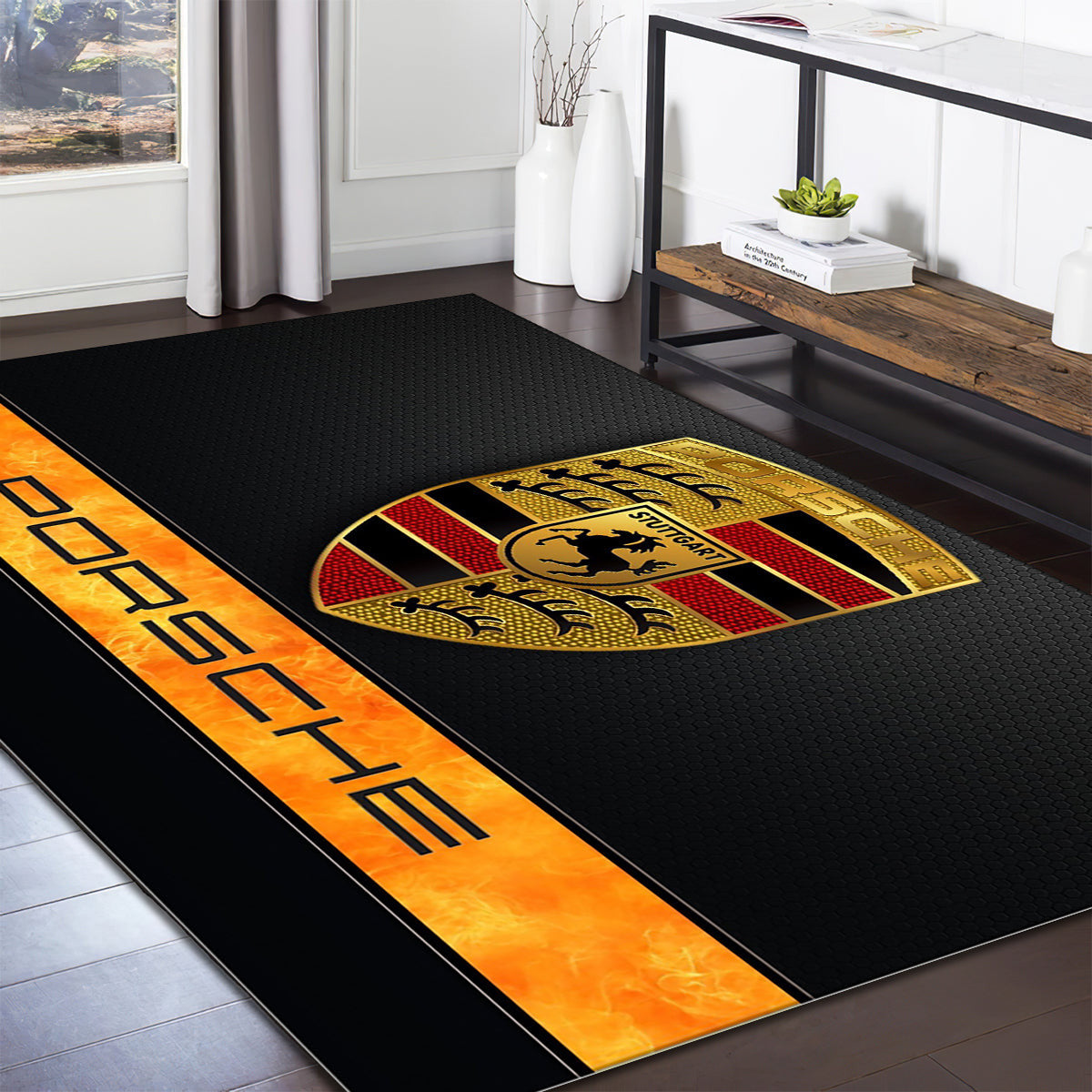 Porsche Logo Ver10 teppich, teppiche - outdoor teppich, teppich wohnzimmer , Küchenteppich, kinderzimmer, modern
