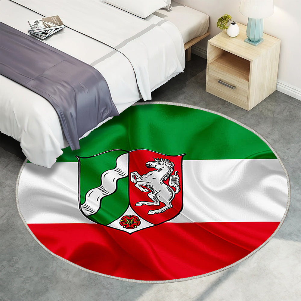 Flagge Von Nordrhein Westfalen Teppich Rund, Teppiche - Land Deutschland Outdoor Teppich Rund, Flaggen Deutscher Länder Teppich Wohnzimmer, Carpet, Rug