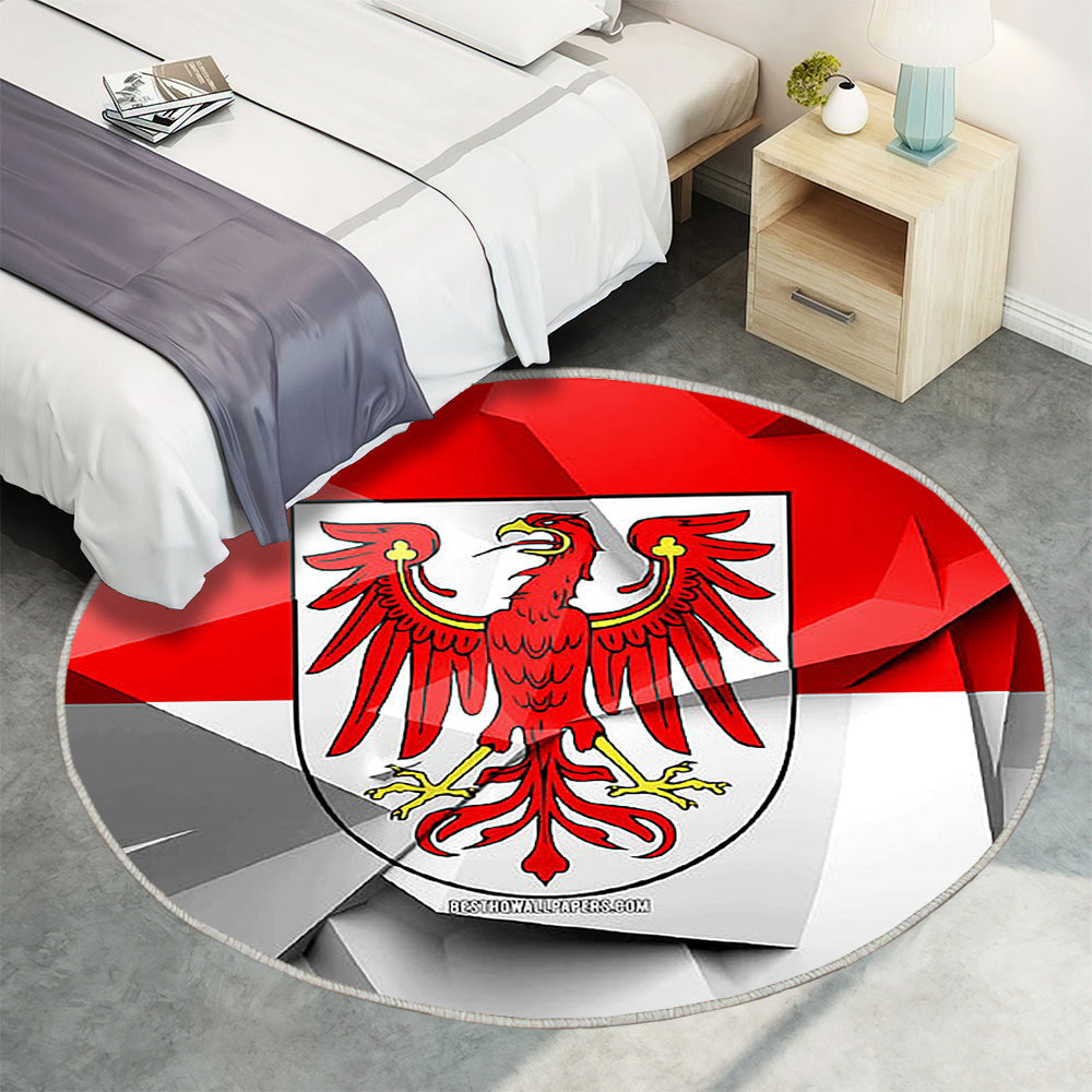 Flagge Von Brandenburg Teppich Rund, Teppiche - Geometrische Kunst Outdoor Teppich Rund, Staaten Von Deutschland Teppich Wohnzimmer, Carpet, Rug