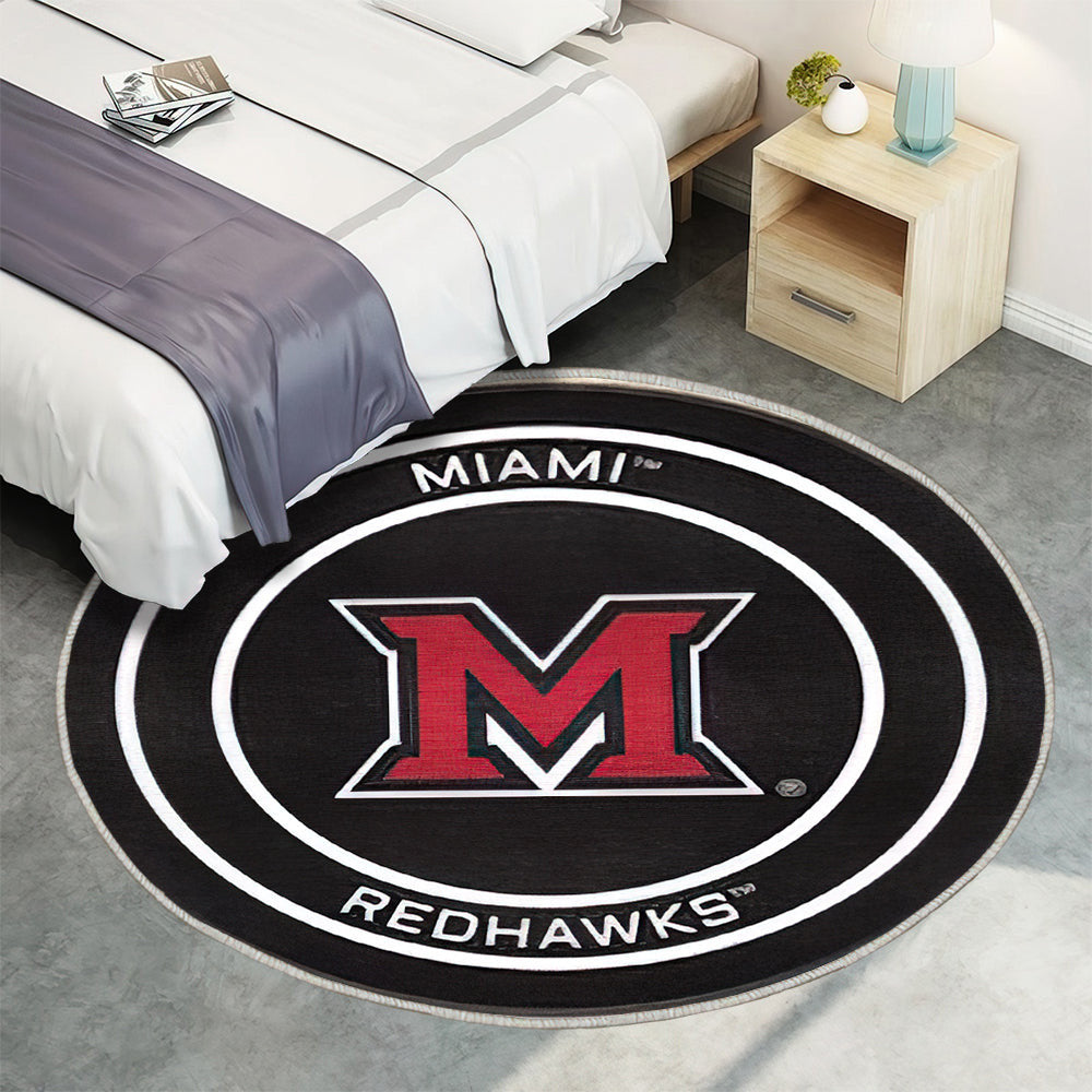 Miami (Oh) Redhawks Hockeypuck Teppich Rund, Teppiche - Outdoor Teppich Rund, Teppich Wohnzimmer, Carpet, Rug