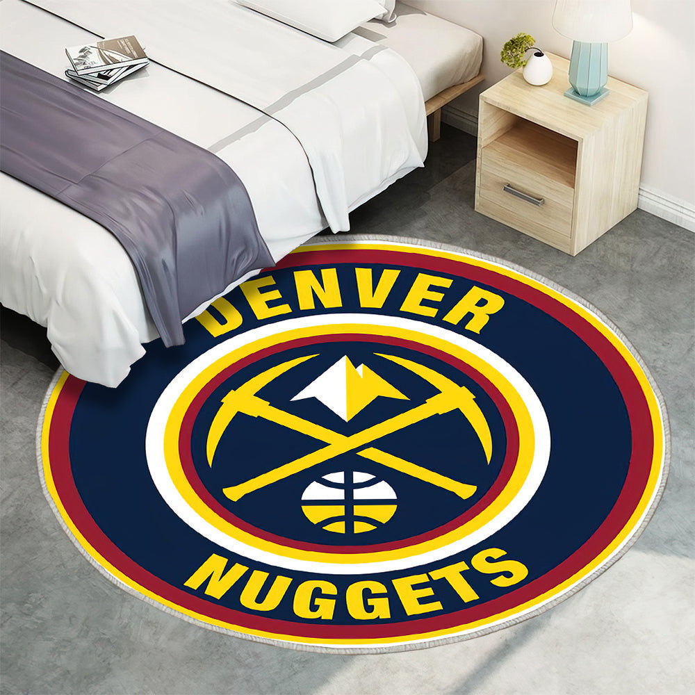 Denver Nuggets Kreis Logo Teppich Rund, Teppiche - Outdoor Teppich Rund, Teppich Wohnzimmer, Carpet, Rug
