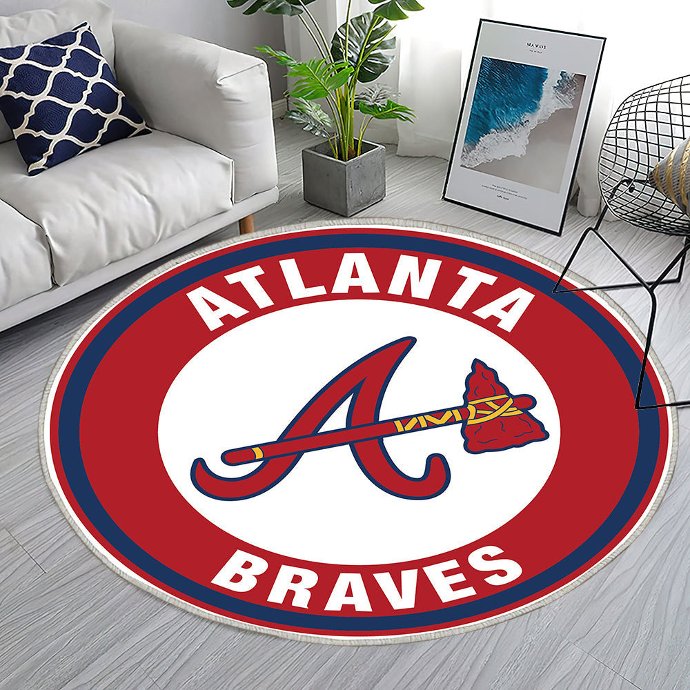Atlanta Braves Kreis Logo Teppich Rund, Teppiche - Outdoor Teppich Rund, Teppich Wohnzimmer, Carpet, Rug