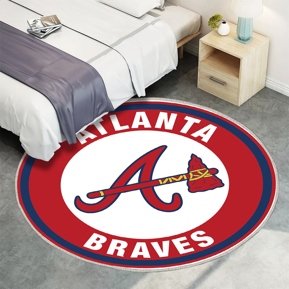 Atlanta Braves Kreis Logo Teppich Rund, Teppiche - Outdoor Teppich Rund, Teppich Wohnzimmer, Carpet, Rug