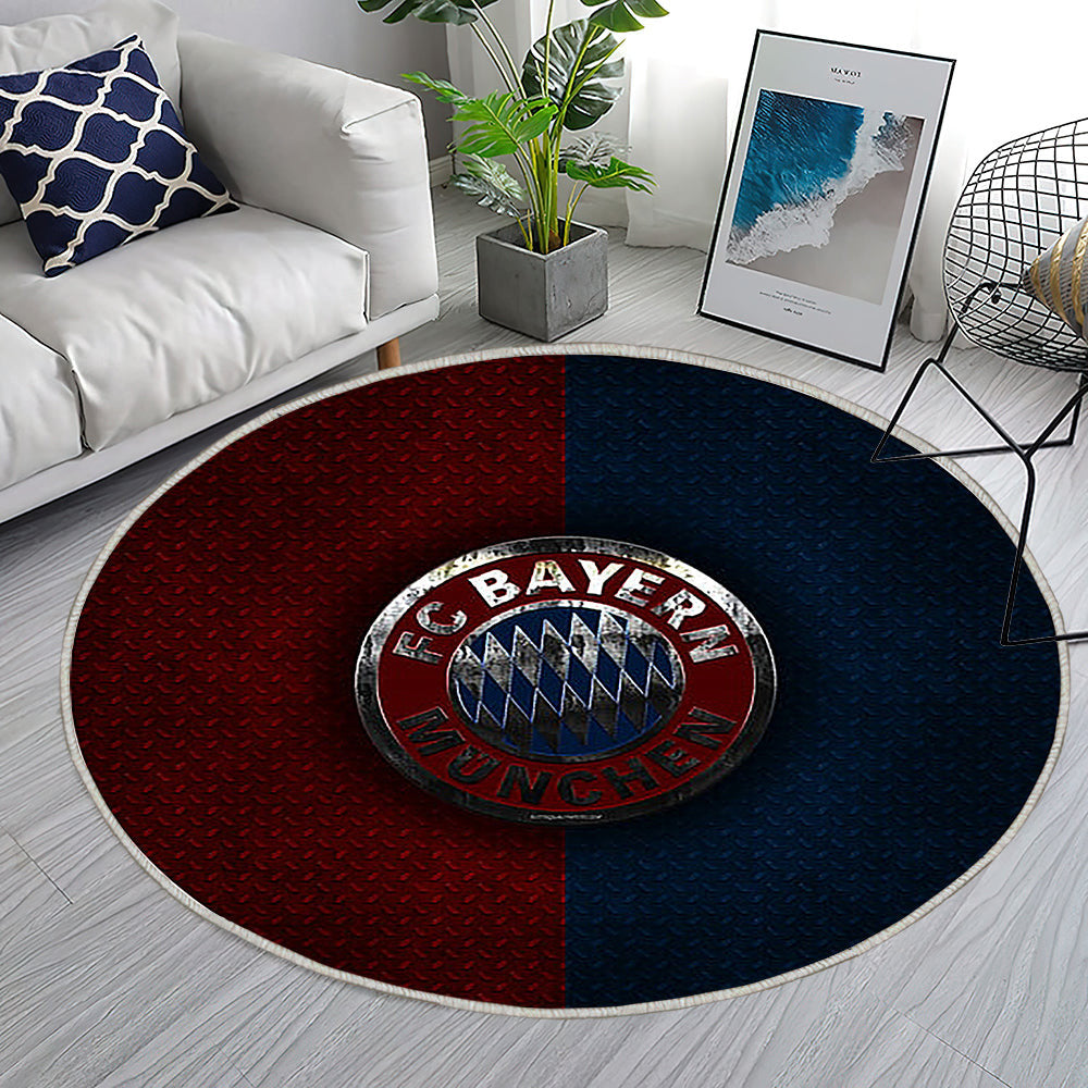 Metall Vom Fc Bayern München Teppich Rund, Teppiche - Deutscher Fußballverein Outdoor Teppich Rund, Blau Rotes Metall Teppich Wohnzimmer, Carpet, Rug
